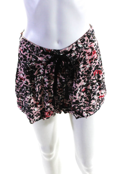 Zadig & Voltaire Women's Abstract Print Button Fly Casual Shorts Pink Size 34