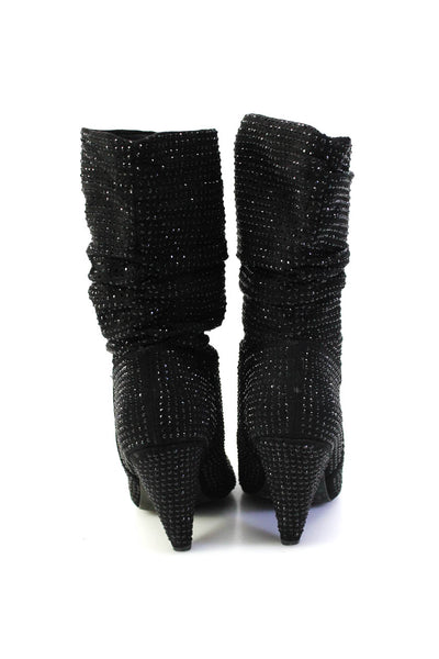 Report Women's High Heel Pointed Toe Sequin Ankle Boots Black Size 7.5