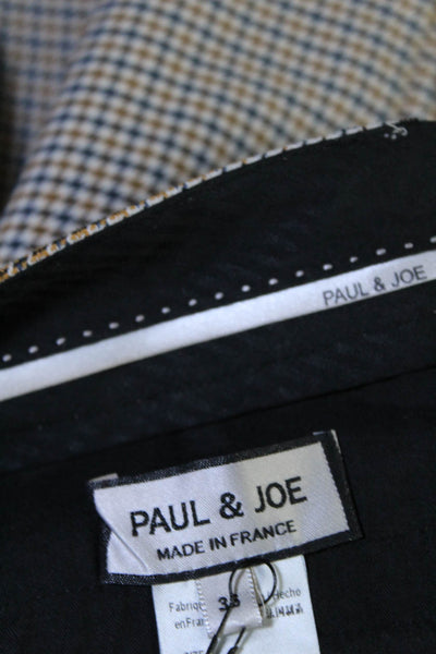 Paul & Joe Womens High Rise Pleated Houndstooth Pants White Blue Size FR 36