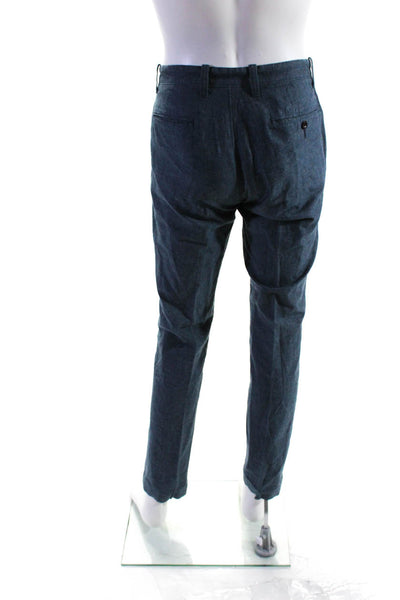 J Crew Mens Cotton Flat Front Straight Leg Dress Pants Trousers Blue Size 30W