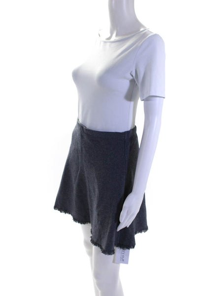 Theory Women's Frayed Hem Knit A Line Mini Skirt Gray Size S