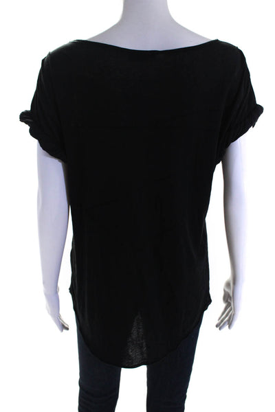 Alice + Olivia Women's Short Sleeve Cotton Scoop Neck Tee Black Size M