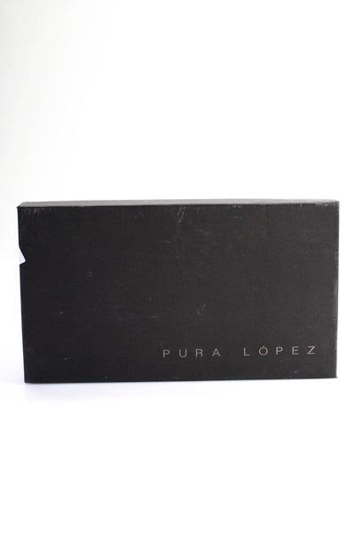 Pura Lopez Womens Satin Bow Peep Toe Pumps Black Size 38.5 8.5