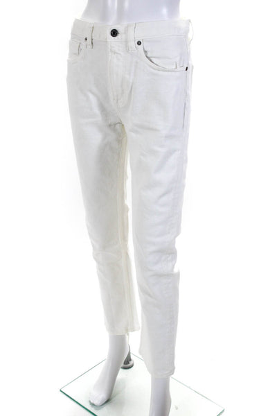 Everlane Womens Cotton White-Wash High-Rise Straight Leg Jeans White Size 26