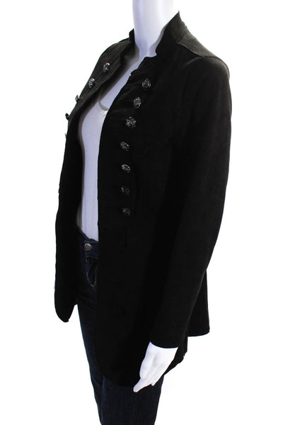 Molly Bracken Womens Long Sleeve Open Front Faux Suede Jacket Black Size XS