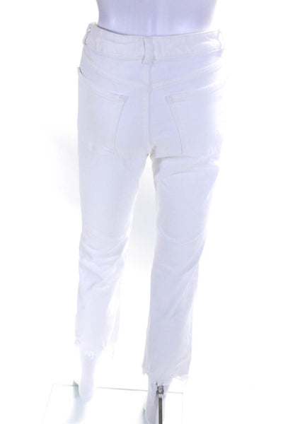 DL1961 Womens High Rise Straight Leg Fringe Jerry Jeans White Denim Size 25