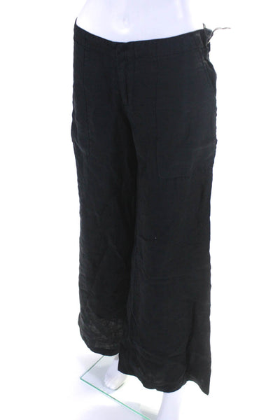 Joie Womens Zipper Fly High Rise Pleated Wide Leg Pants Gray Linen Size 4