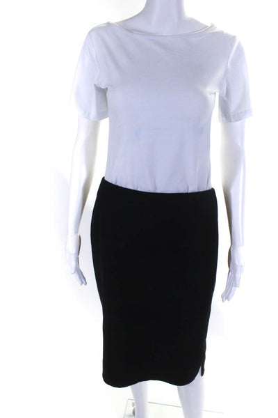 Akris Womens Front Slit Woven Midi Knee Length Pencil Skirt Black Size 14