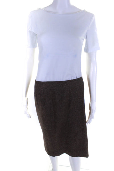 Piazza Sempione Womens Knee Length Herringbone Pencil Skirt Brown Size IT 48