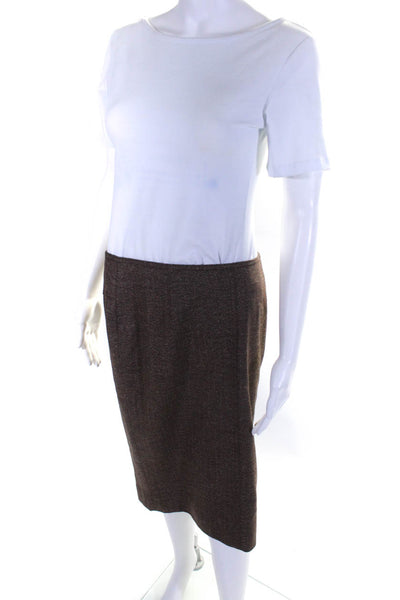 Piazza Sempione Womens Knee Length Herringbone Pencil Skirt Brown Size IT 48