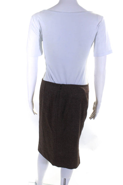 Piazza Sempione Womens Knee Length Herringbone Pencil Skirt Brown Size IT 48