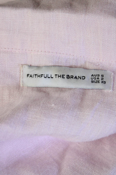 Faithfull The Brand Womens Collared Belted Short Sleeve Jumpsuit Pink Size 2