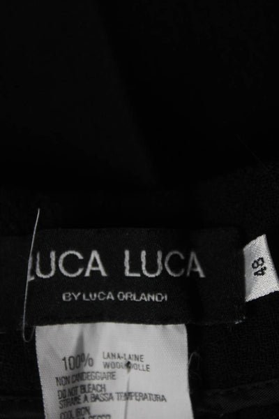 Luca Luca Womens High Waist Crepe Slim Leg Pleated Pants Black Wool Size IT 48