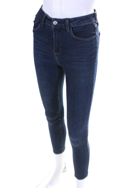 L'Agence Womens Margot High Rise Ankle Skinny Jeans Pants Blue Size 25