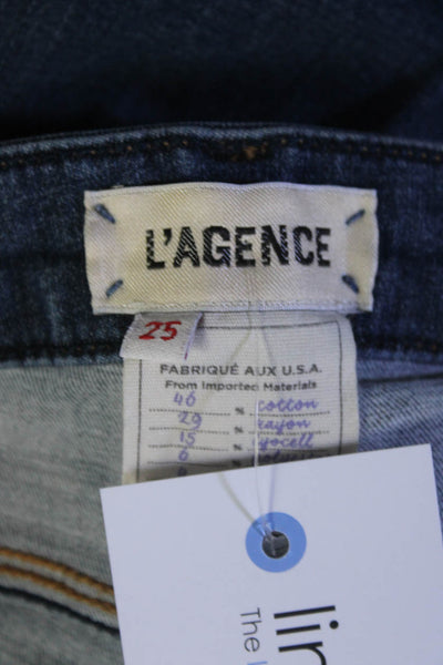 L'Agence Womens Margot High Rise Ankle Skinny Jeans Pants Blue Size 25