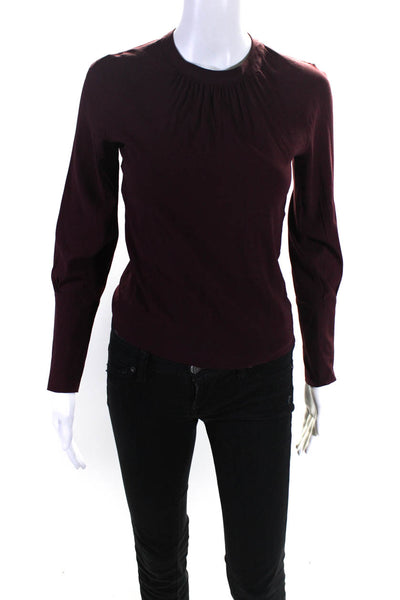 Etro Womens Silk Buttoned Long Sleeve Blouse Burgundy Size EUR40