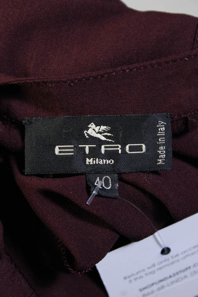 Etro Womens Silk Buttoned Long Sleeve Blouse Burgundy Size EUR40