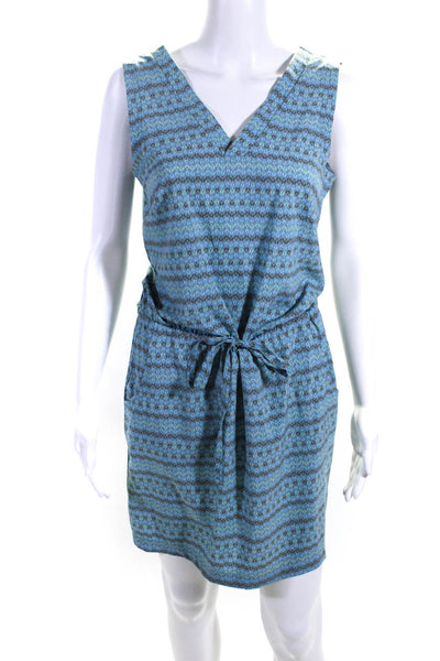 Toad & Co Womens Crepe Striped Scoop Neck Drawstring Waist Dress Blue Size XS