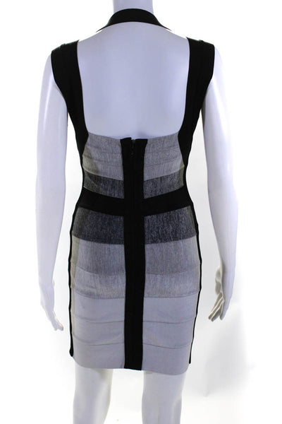 Designer Womens Sleeveless Body Con Dress Black Gray Size Medium