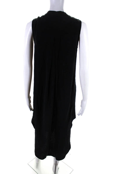 Otte Womens 100% Silk V Neck Sleeveless High Low Midi Tank Dress Black Size P
