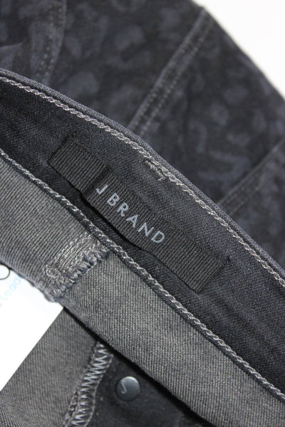 J Brand Womens Animal Print Skinny Leg Lillie Jeans Black Cotton Size 27