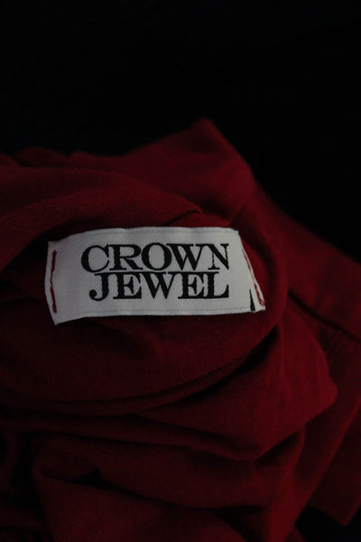 Crown Jewel Womens Long Sleeves Collared Shirt Red Cotton Blend Size Medium