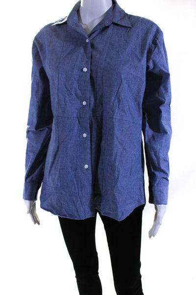 KT x T/Shirt Womens Cotton Chambray Collared Button Up Blouse Top Blue Size S