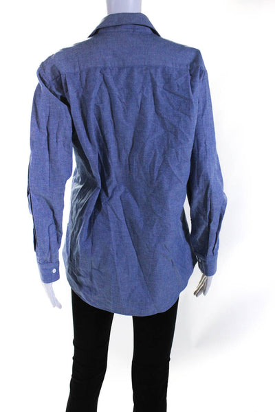 KT x T/Shirt Womens Cotton Chambray Collared Button Up Blouse Top Blue Size S