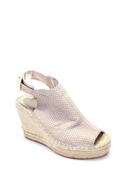 Kenneth Cole Womens Animal  Espadrille Ankle Buckled Wedge Heels Beige Size 7.5
