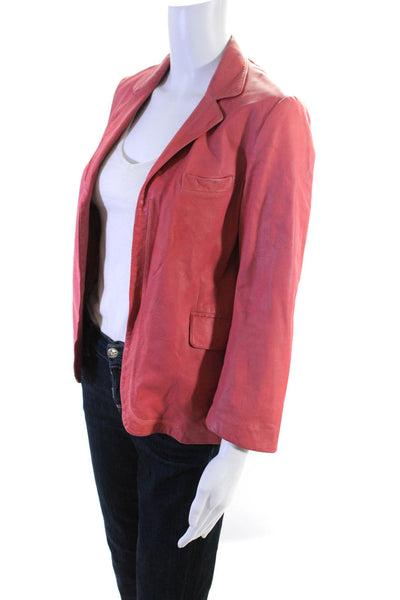 Marni Womens Faux Leather Notched Lapel Open Blazer Jacket Salmon Pink Size 42