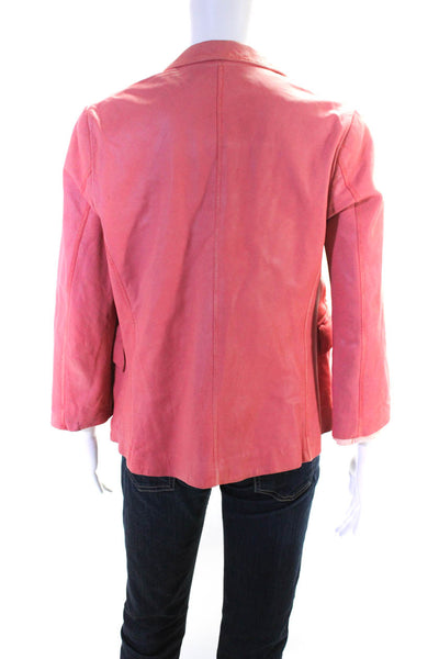 Marni Womens Faux Leather Notched Lapel Open Blazer Jacket Salmon Pink Size 42