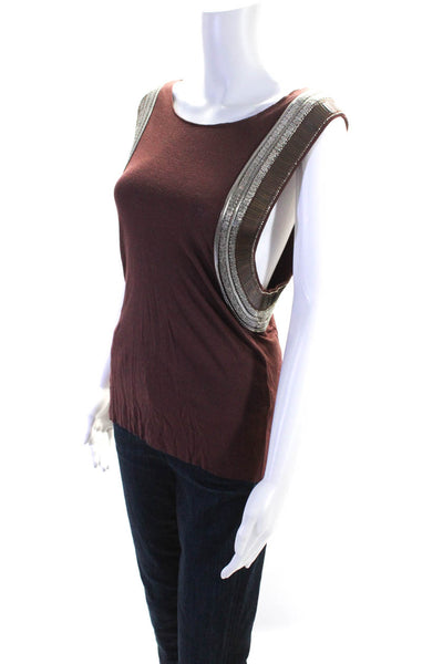 Allsaints Womens Jersey Knit Boat Neck Sleeveless Siri Vest Tank Top Red Size 4