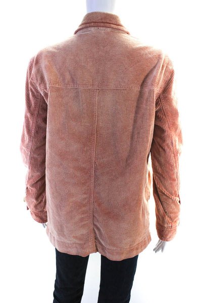 Free People Womens Cotton Corduroy Long Sleeve Button Up Jacket Orange Size S