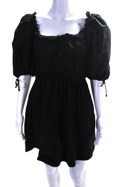 House of Harlow 1960 Womens Puffy Sleeves A Line Dress Black Size Small
