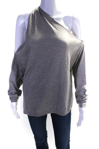 Dion Lee Womens Cut Out One Shoulder Long Sleeves Sweater Gray Wool Size 4