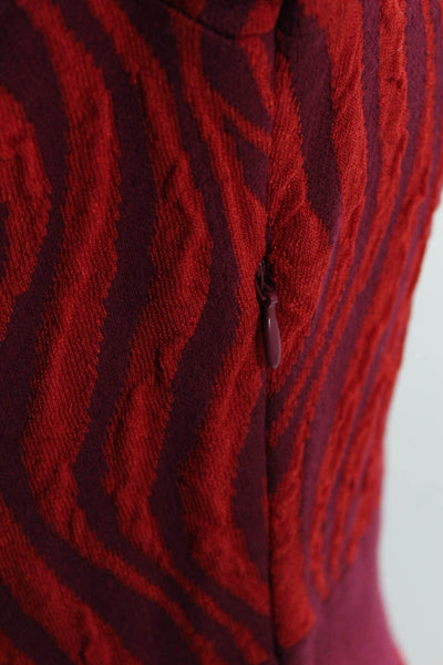 Stefanel Womens Knit Keyhole Back Short Sleeve Sheath Dress Red Purple Size S