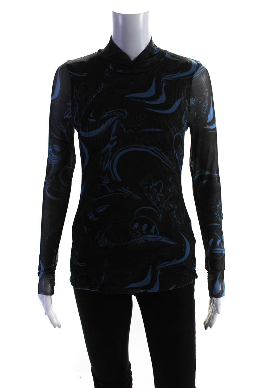 Ted Baker London Womens Mesh Knit Long Sleeve Turtleneck Top Black Blu -  Shop Linda's Stuff