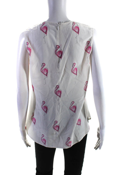 Equipment Femme Womens Silk Graphic Print Sleeveless Tank Blouse White Size S