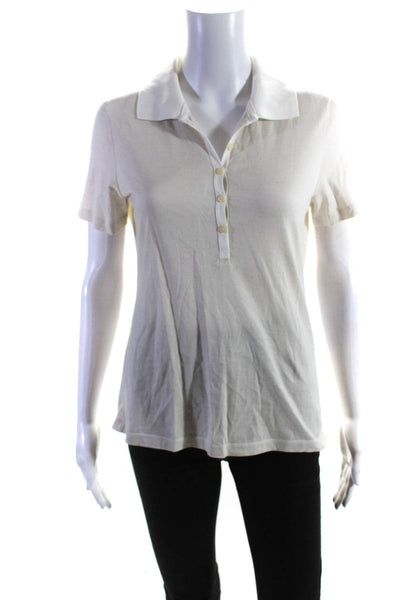 Brooks Brothers Womens Cotton Striped Collared Buttoned-Up Top Beige Size L