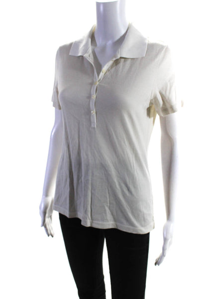 Brooks Brothers Womens Cotton Striped Collared Buttoned-Up Top Beige Size L