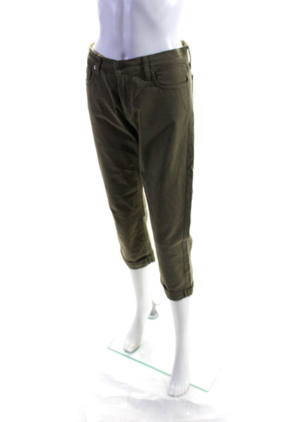Vitamina Jeans Womens Colored Button Cuffed Hem Straight Pants Green Size EUR44