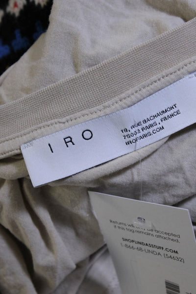 IRO Womens Ponie Cap Sleeve V Neck Top Tee Shirt Beige Cotton Size Small