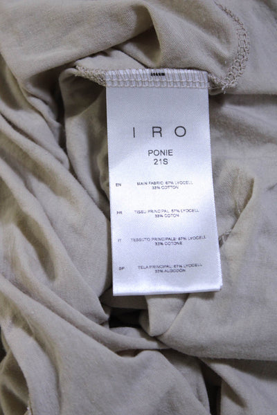 IRO Womens Ponie Cap Sleeve V Neck Top Tee Shirt Beige Cotton Size Small