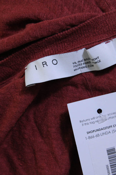 IRO Womens Rodeo V Neck Cap Sleeve Knit Top Tee Shirt Red Linen Size Small