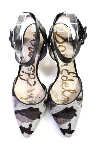 Sam Edelman Womens Leather Camouflage Ankle Strap Heels Multicolor Size 7.5US