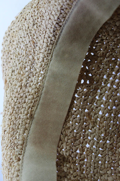Hat Attack Womens Woven Straw Beaded Strap Sun Hat Beige Size OS