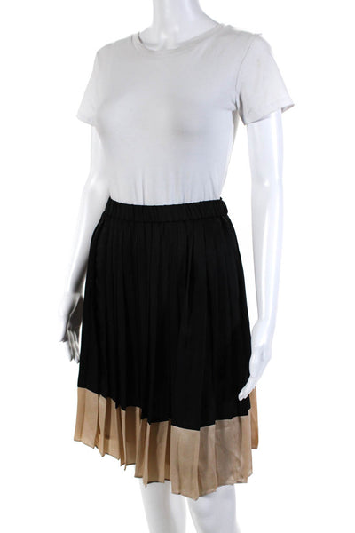 Weekend Max Mara Womens Elastic Waist Pleated Knee Length Skirt Black Size 12