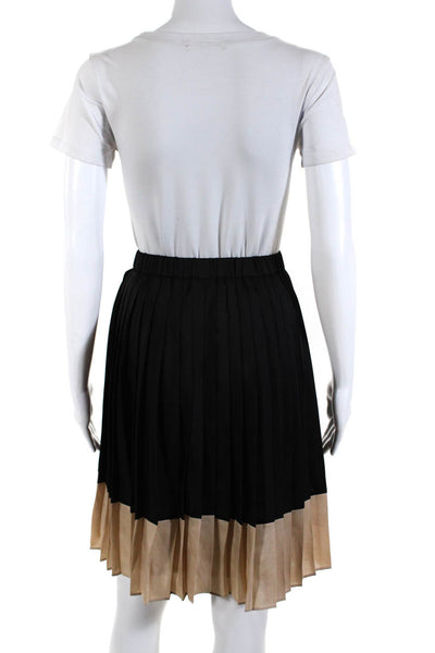 Weekend Max Mara Womens Elastic Waist Pleated Knee Length Skirt Black Size 12