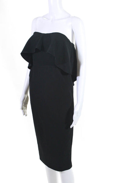 Chelsea28 Womens Ruffled Strapless Crepe Knee Length Sheath Dress Black Size 2