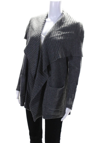 Scoop NYC Women's Cashmere Mid Length Open Front Cardigan Sweater Gray Size S